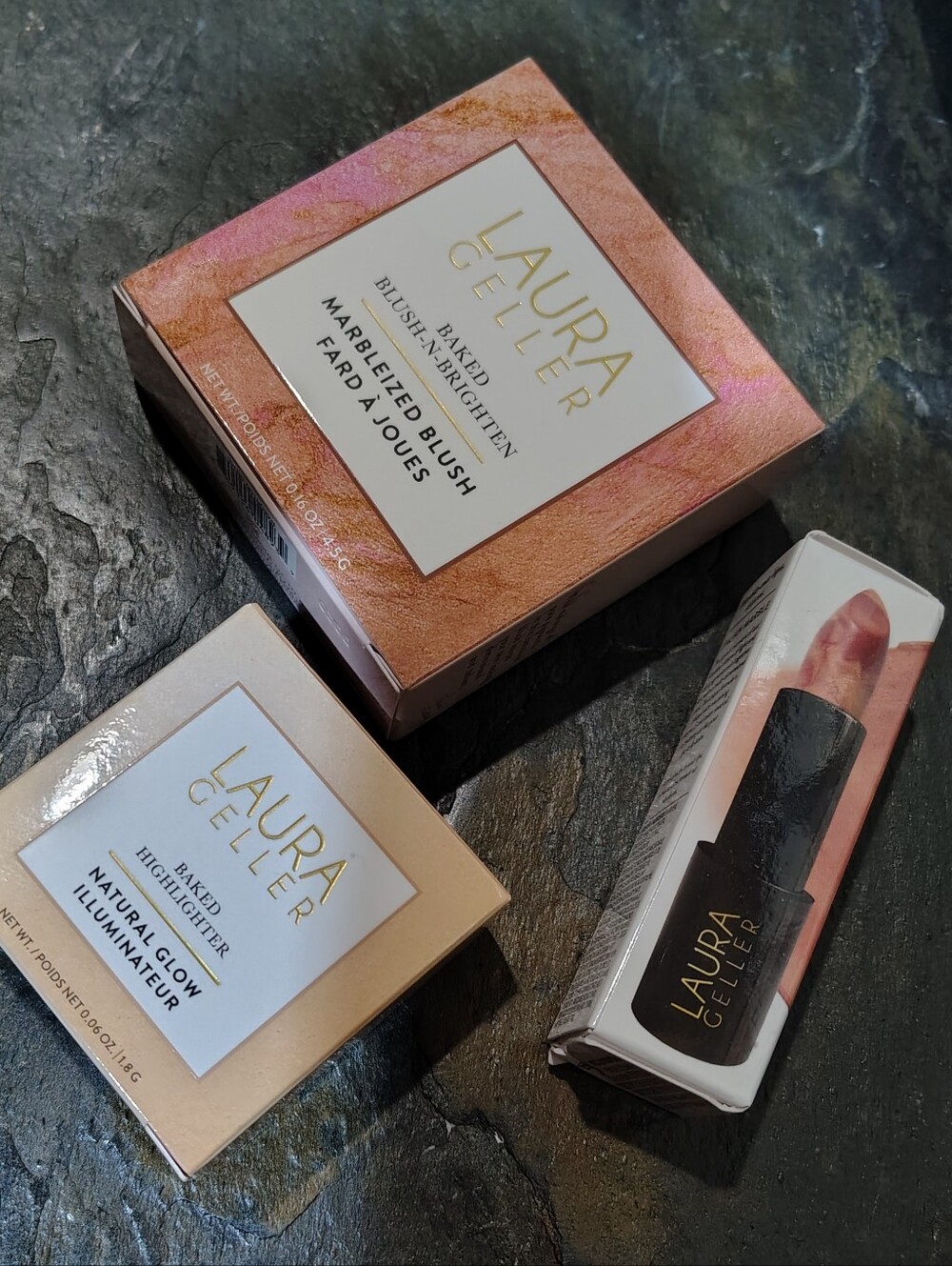Laura Geller Pink Marbleized Blush & Natural Glow Highlighter Bundle